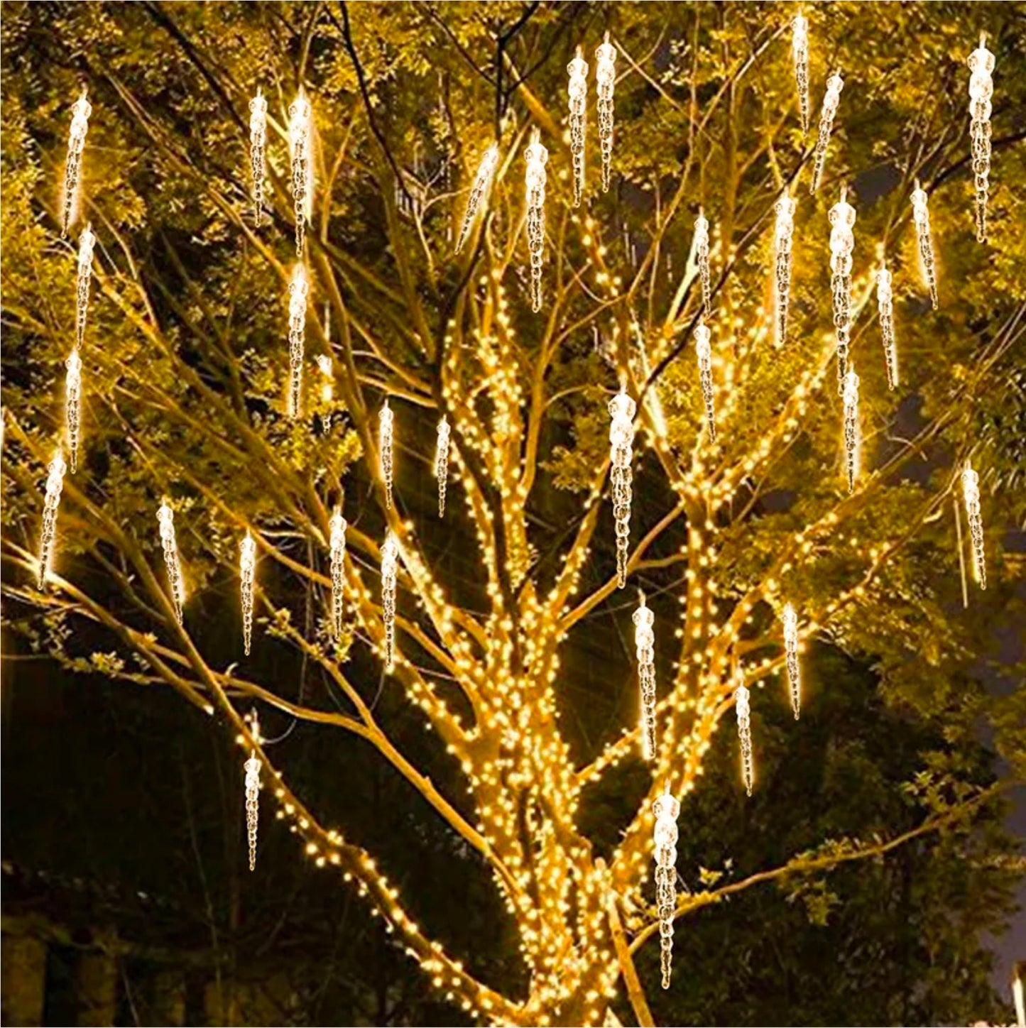 LED Kоледни Висулки Падащ Сняг, 30 см Висящи, Бял цвят 2.50м