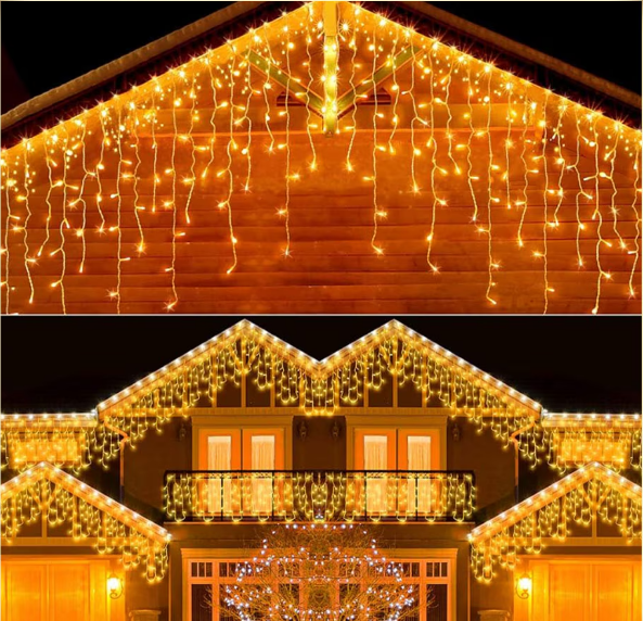 21 метра ЛЕД Висящи лампички завеса Тип висулка, Студнено Бяла - Мигащи