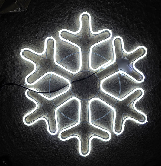 Неонова Лед Фигурка - Снежинка, 40/45 см, Студено бяла светлина