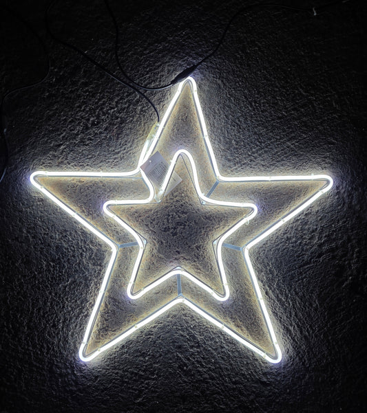 Неонова LED Звезда 45см Бяла | Светеща Декорация за Коледа