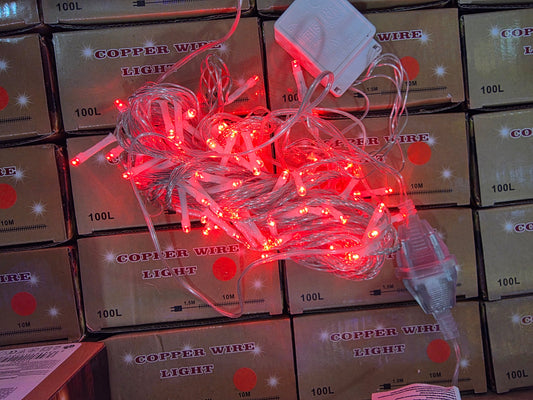 ЛЕД Червени Kоледни лампички - Светещ Гирлянд 8м с опция наддаване