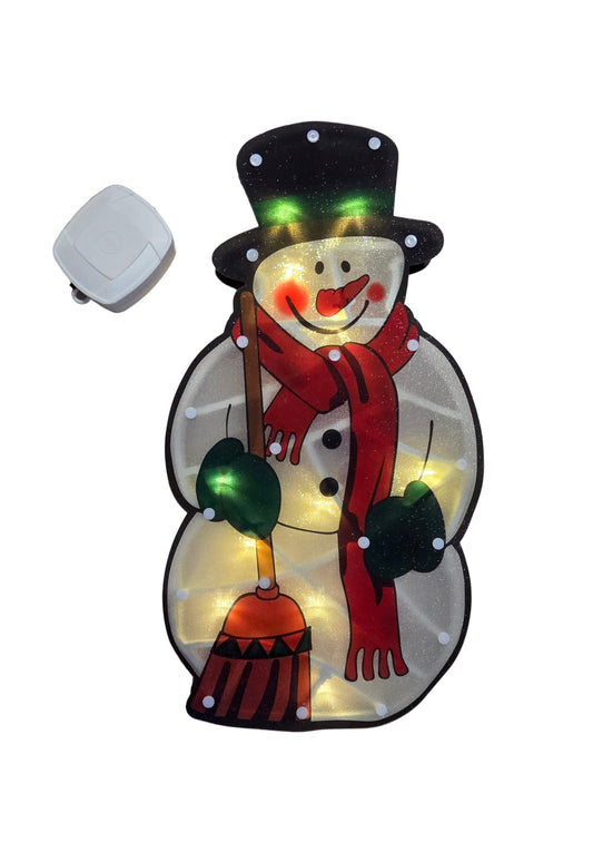 Фигурка на батерии  Снежен Човек 40 х 30см LED Двулицева