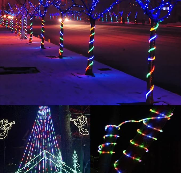 Цветен LED Коледен светещ маркуч 100м 🗸 за Външен монтаж