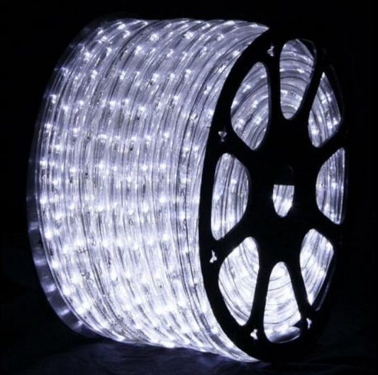 Студено бял ЛЕД светещ маркуч 10 метра за външен монтаж с контролер 220V LED