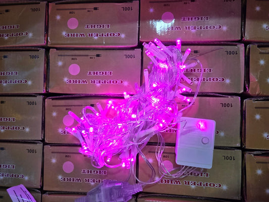 ЛЕД Розови Kоледни лампички - Светещ Гирлянд 8 украса за двор и къщи