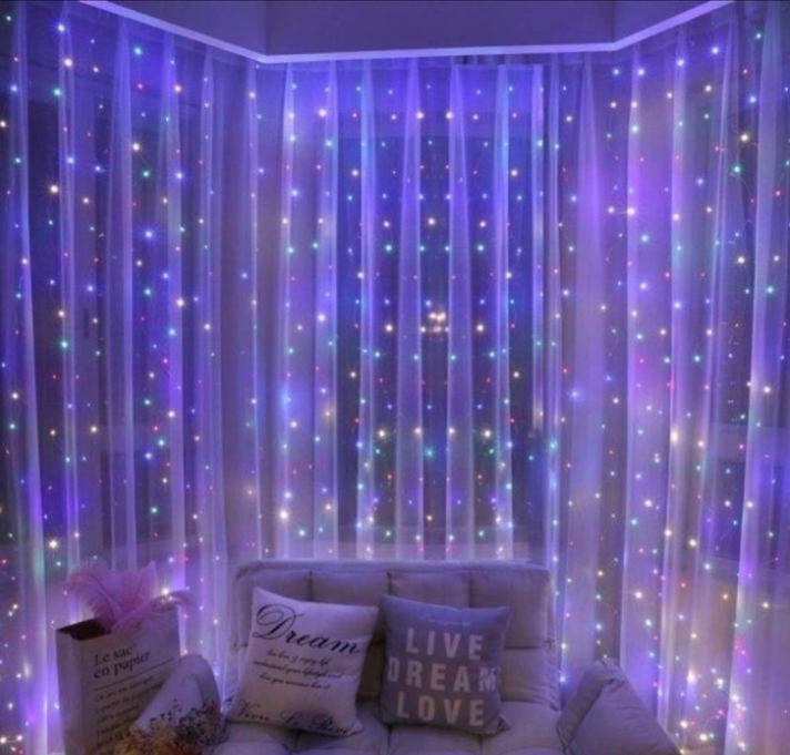 Kоледни лампички Завеса 3м х 3м, Тип Водопад, LED Цветна