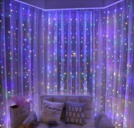 Kоледни лампички Завеса 3м х 3м, Тип Водопад, LED Цветна