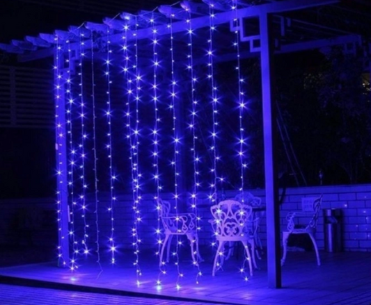 Kоледни лампички Завеса 2.50м х 2 м, Тип Водопад, LED Синя
