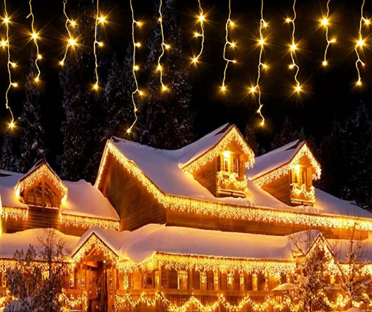 LED коледни лампички тип висулка в Топло Бял цвят 6 - 100 м за външна украса