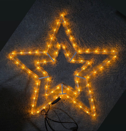 Светеща коледна фигурка - Звезда, 45/45 см, Жълта светлина LED
